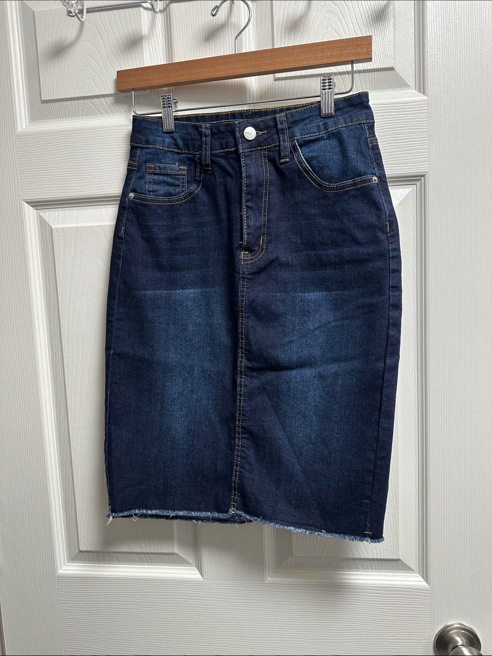 SHEIN Dark Blue Denim Pencil Skirt